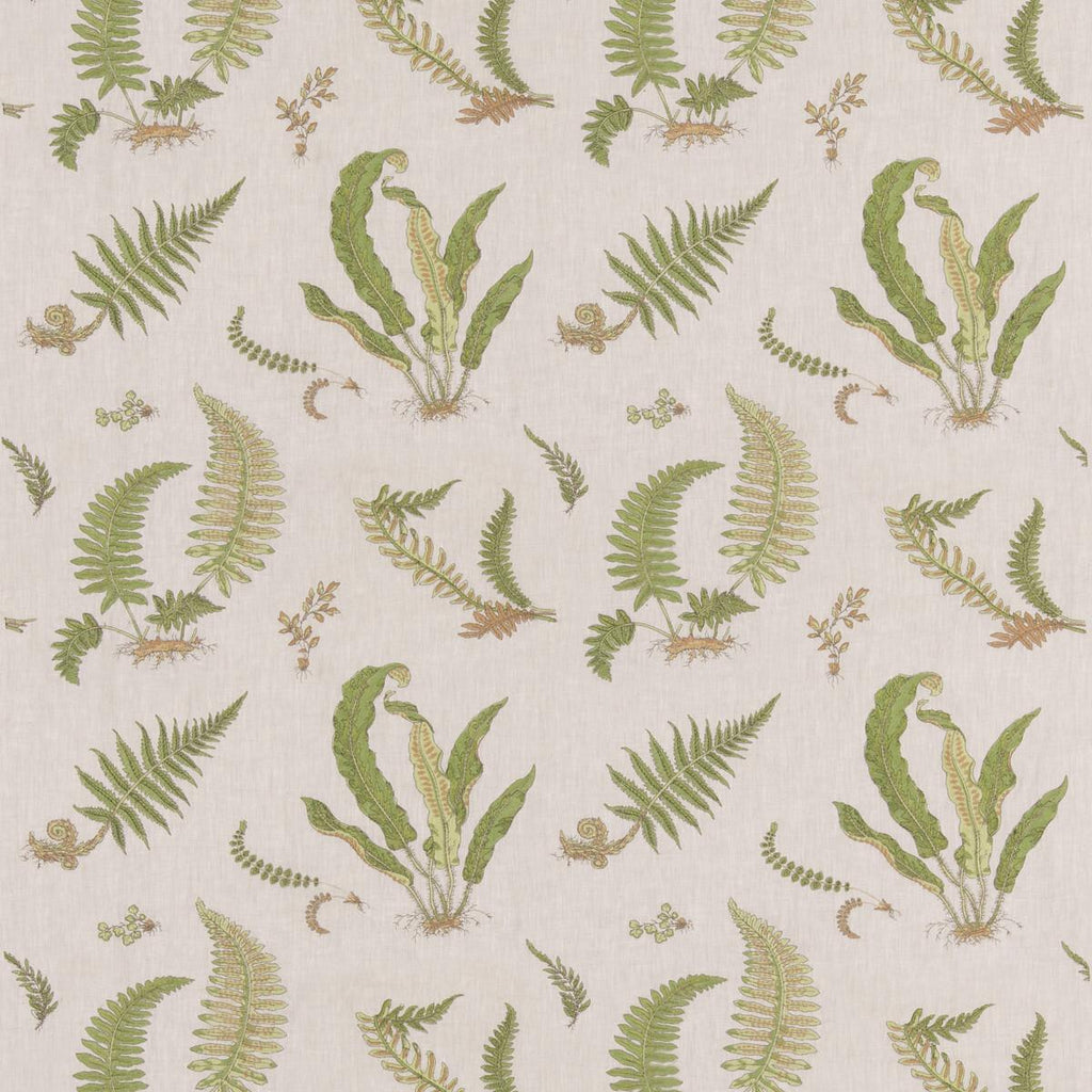 G P & J Baker FERNS EMBROIDERY GREEN/NATURAL Fabric