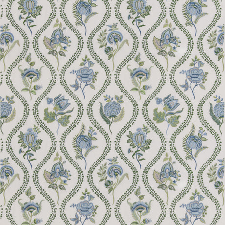 G P & J Baker BURFORD EMBROIDERY BLUE/EMERALD Drapery Fabric