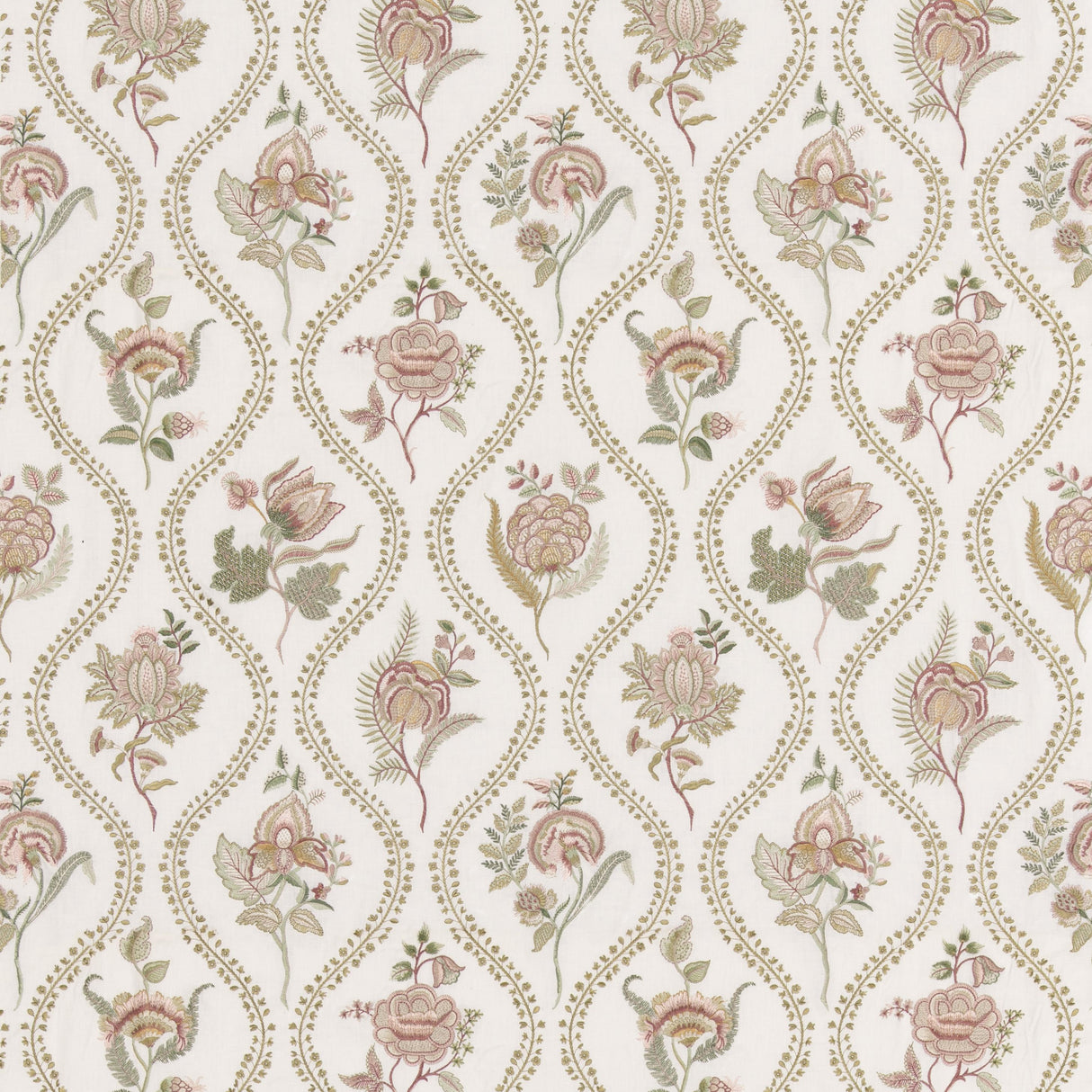 G P & J Baker BURFORD EMBROIDERY ROSE/CREAM Drapery Fabric