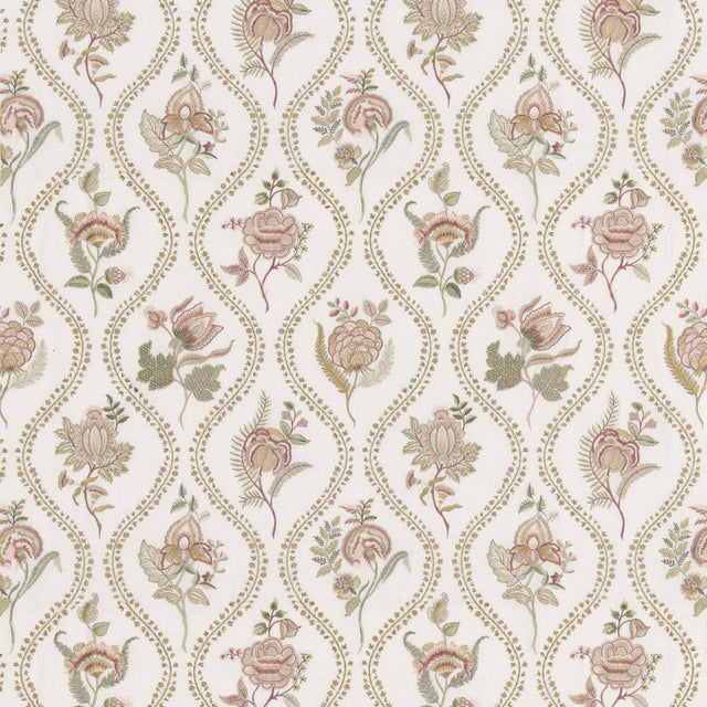G P & J Baker BURFORD EMBROIDERY ROSE/CREAM Drapery Fabric