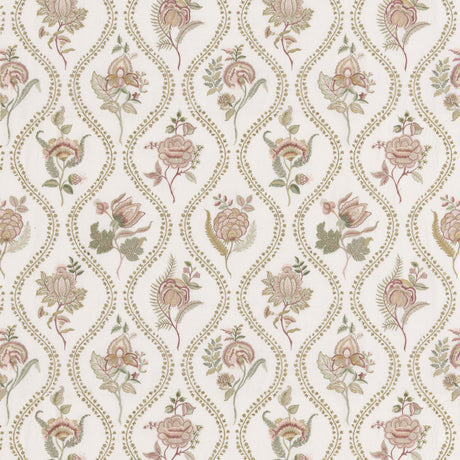 G P & J Baker BURFORD EMBROIDERY ROSE/CREAM Drapery Fabric
