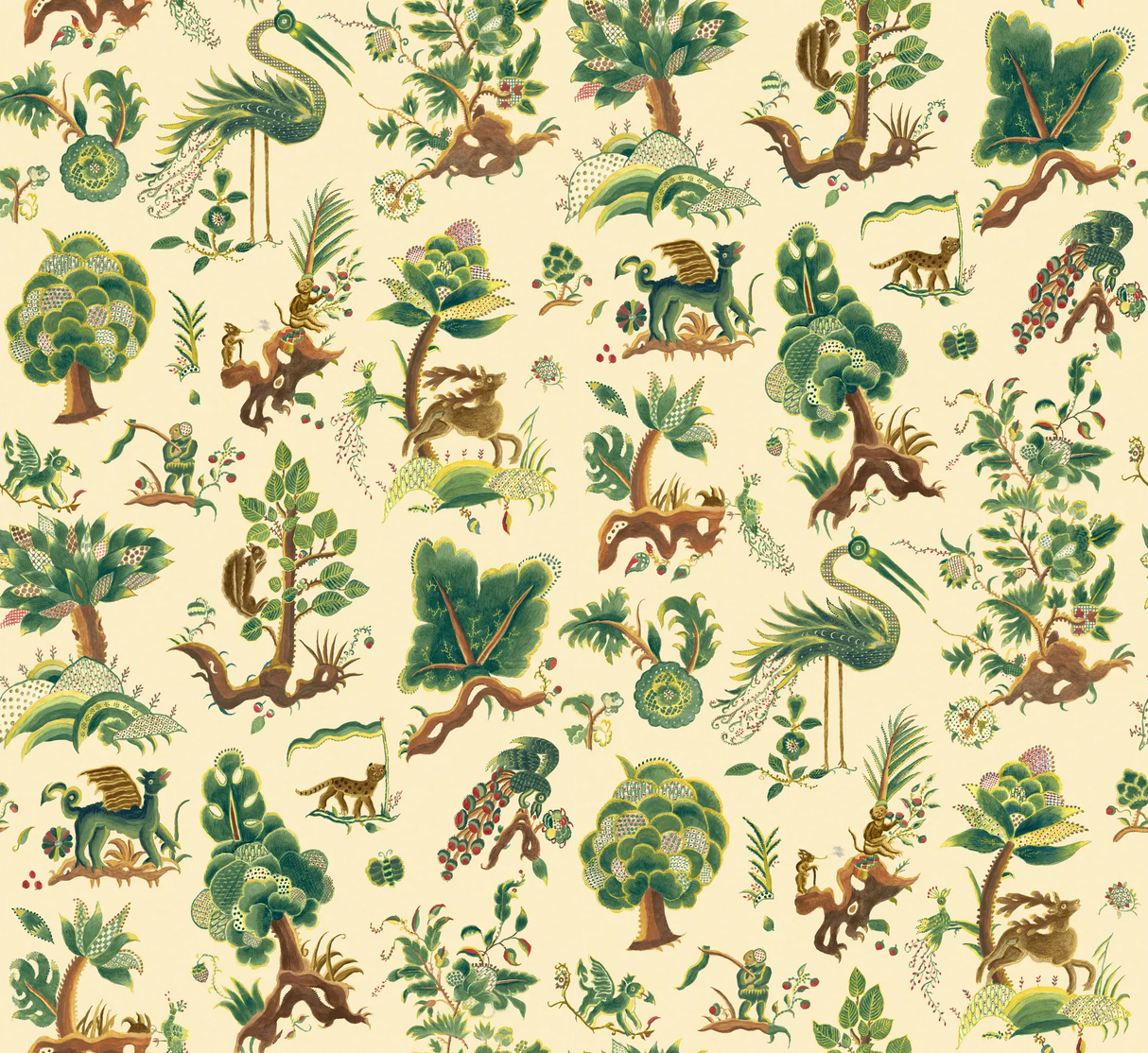 G P & J Baker GERTRUDE DOCUMENT GREEN Wallpaper
