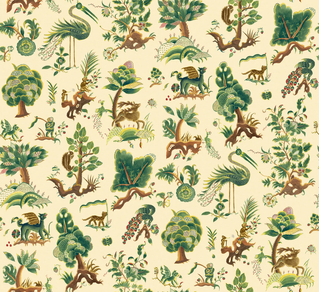 G P & J Baker GERTRUDE DOCUMENT GREEN Wallpaper