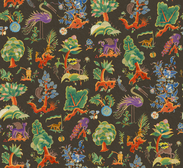 G P & J Baker GERTRUDE CHARCOAL/JEWEL Wallpaper