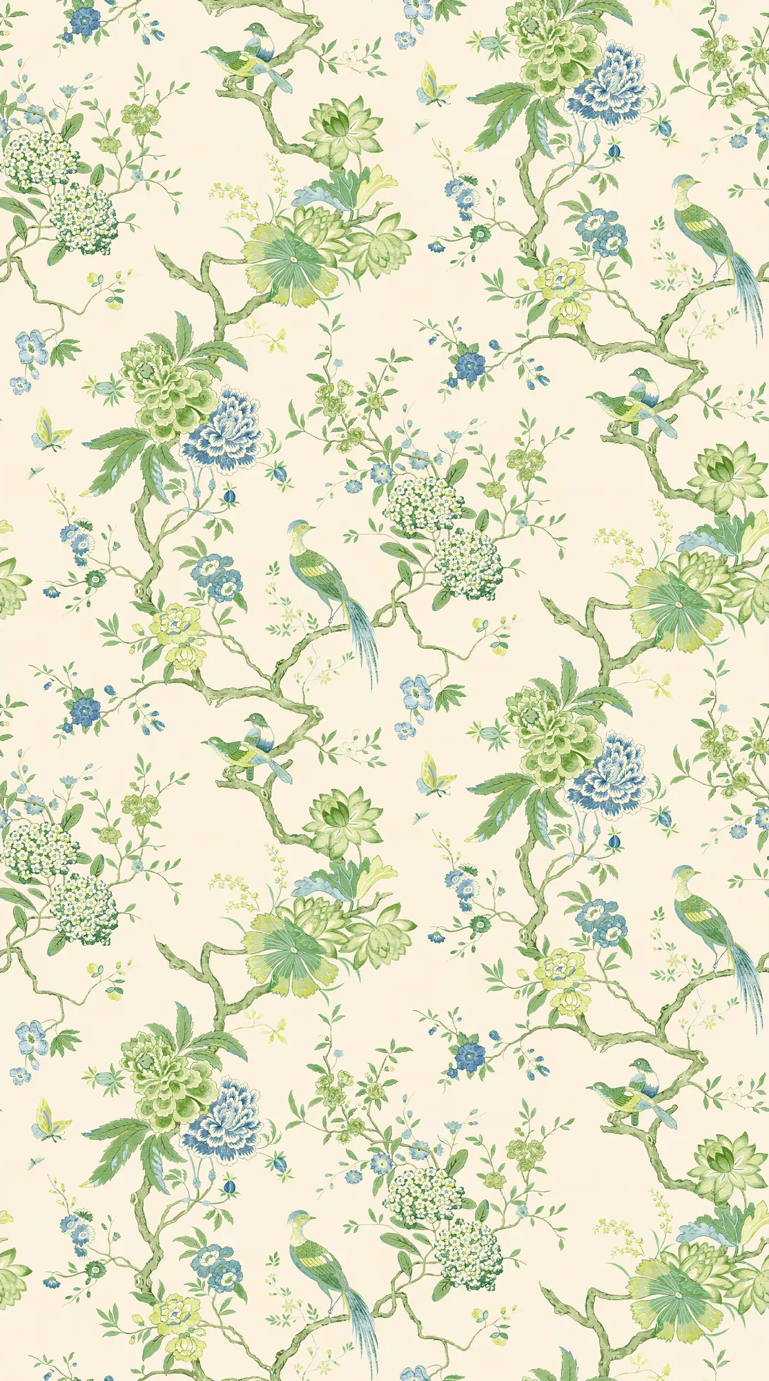 G P & J Baker ORIENTAL BIRD GREEN/BLUE Wallpaper