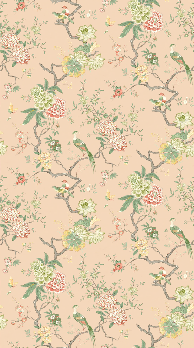 G P & J Baker ORIENTAL BIRD BLUSH Wallpaper