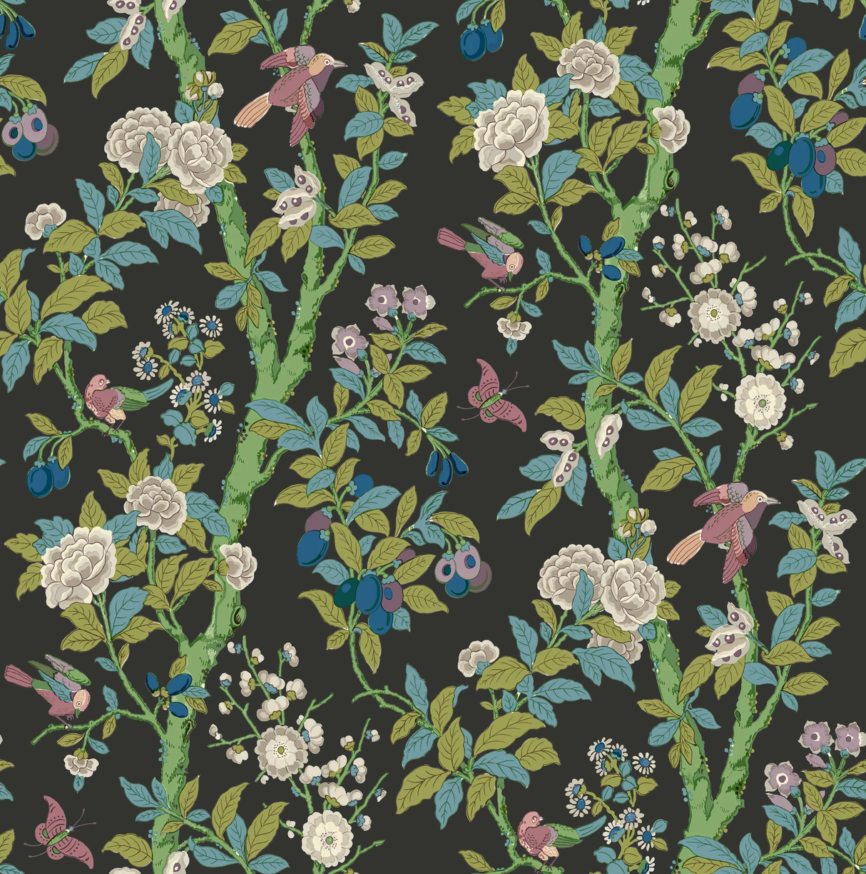 G P & J Baker ELDON CHARCOAL/EMERALD Wallpaper