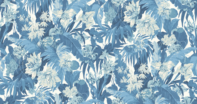 G P & J Baker TROPICAL FLORAL BLUE Wallpaper