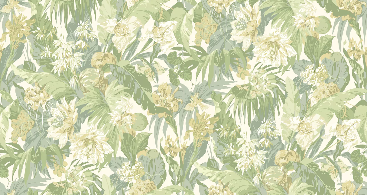 G P & J Baker TROPICAL FLORAL SOFT GREEN Wallpaper