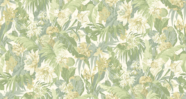G P & J Baker TROPICAL FLORAL SOFT GREEN Wallpaper