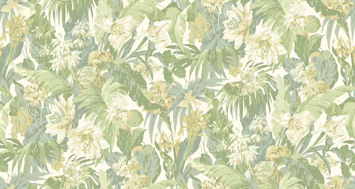 G P & J Baker TROPICAL FLORAL SOFT GREEN Wallpaper
