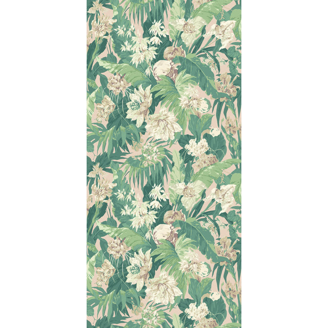 G P & J Baker TROPICAL FLORAL BLUSH/GREEN Wallpaper