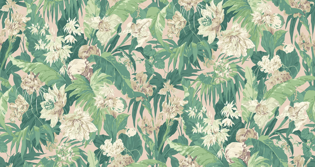 G P & J Baker TROPICAL FLORAL BLUSH/GREEN Wallpaper