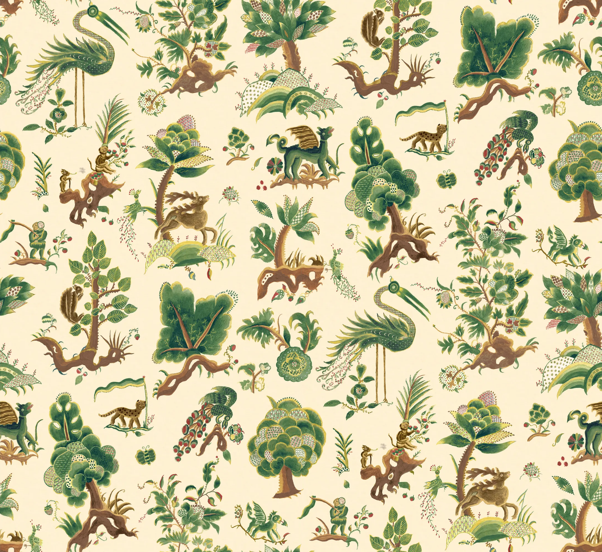 G P & J Baker GRAND GERTRUDE DOCUMENT GREEN Wallpaper