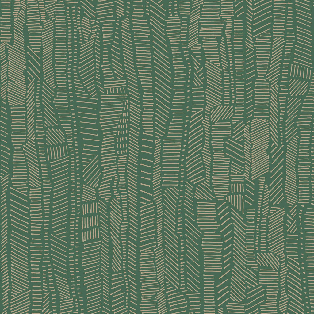 Poppy Print Studio Linear Field Gilt Green Wallpaper