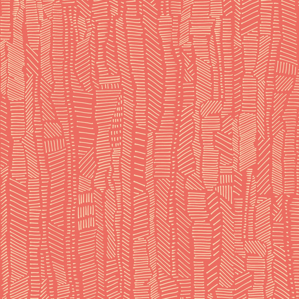 Poppy Print Studio Linear Field Sun Bleached Coral Wallpaper