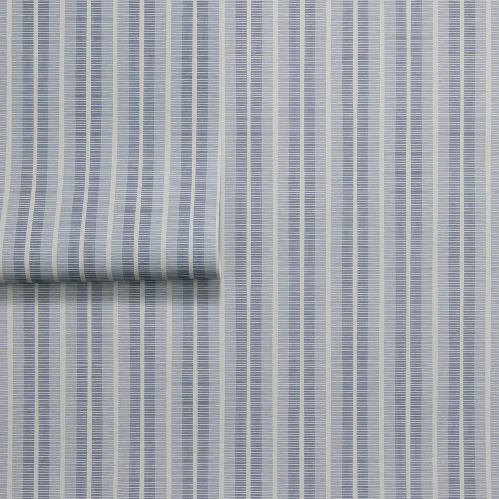 Poppy Print Studio Ribbon Stripe Ash Blue Wallpaper