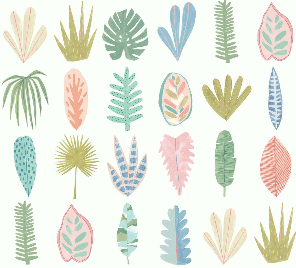 Brewster Home Fashions Leaf Boogie Pastel Tropical Mix Wallpaper