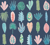 Brewster Home Fashions Leaf Boogie Denim Tropical Mix Wallpaper