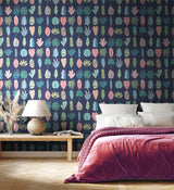 Brewster Home Fashions Leaf Boogie Denim Tropical Mix Wallpaper