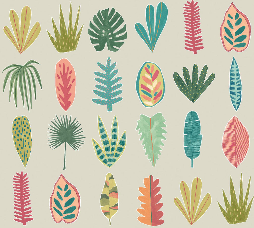 Brewster Home Fashions Leaf Boogie Neutral Tropical Mix Wallpaper