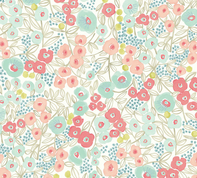 Brewster Home Fashions Flora Coral Garden Wallpaper