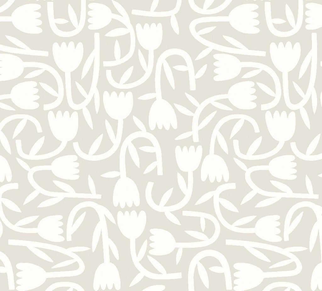 Brewster Home Fashions Aino Taupe Tiny Tulip Wallpaper