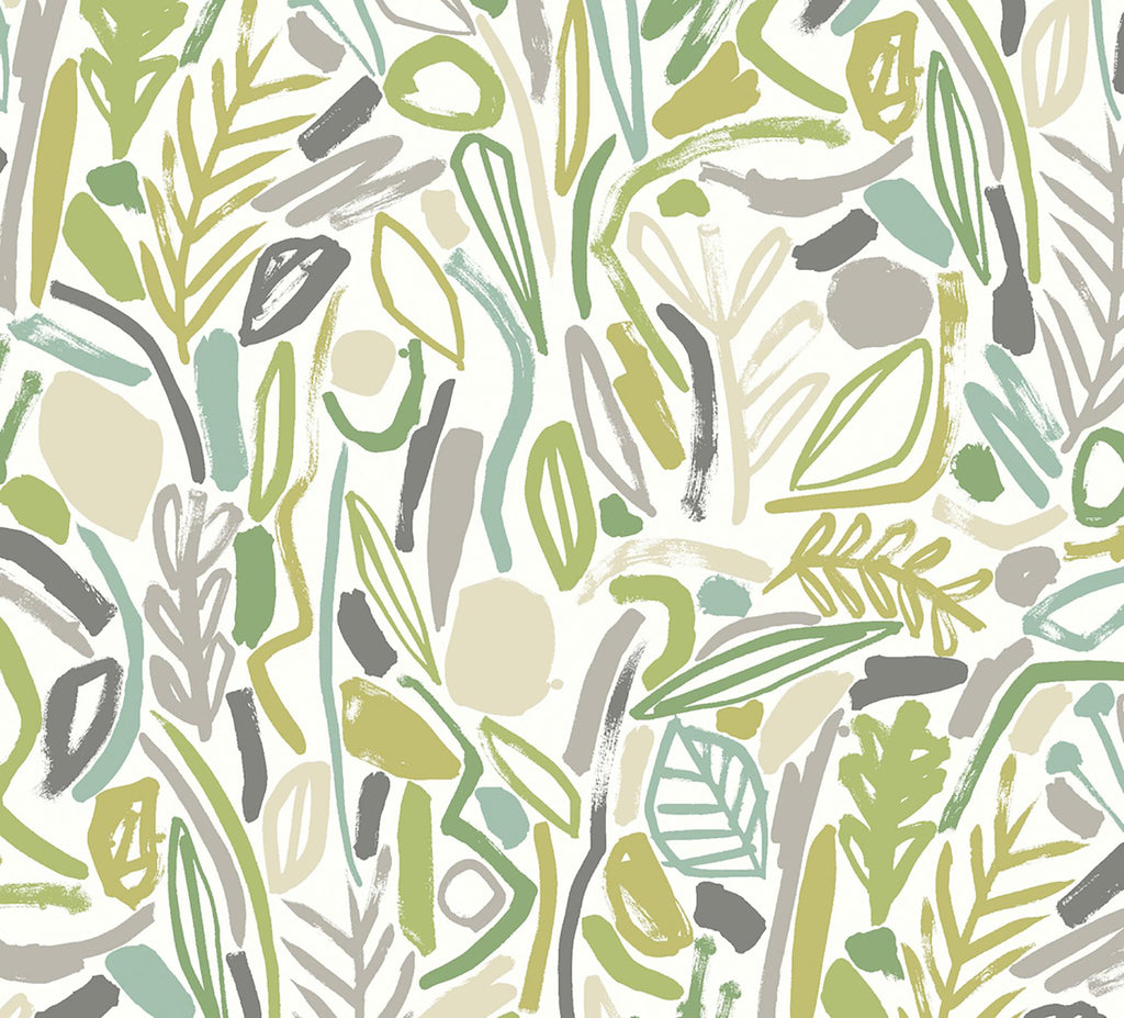 Brewster Home Fashions Verdure Lime Painted Botanical Wallpaper
