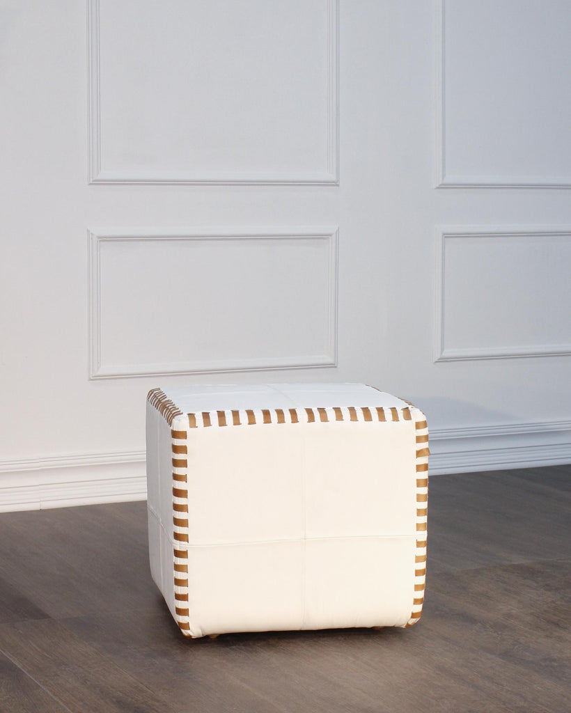 Peninsula Home Cube Stitched, White Leather