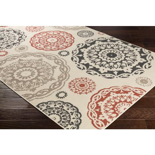 Surya Alfresco ALF-9667 Beige Black 2'5" x 7'10" Rug