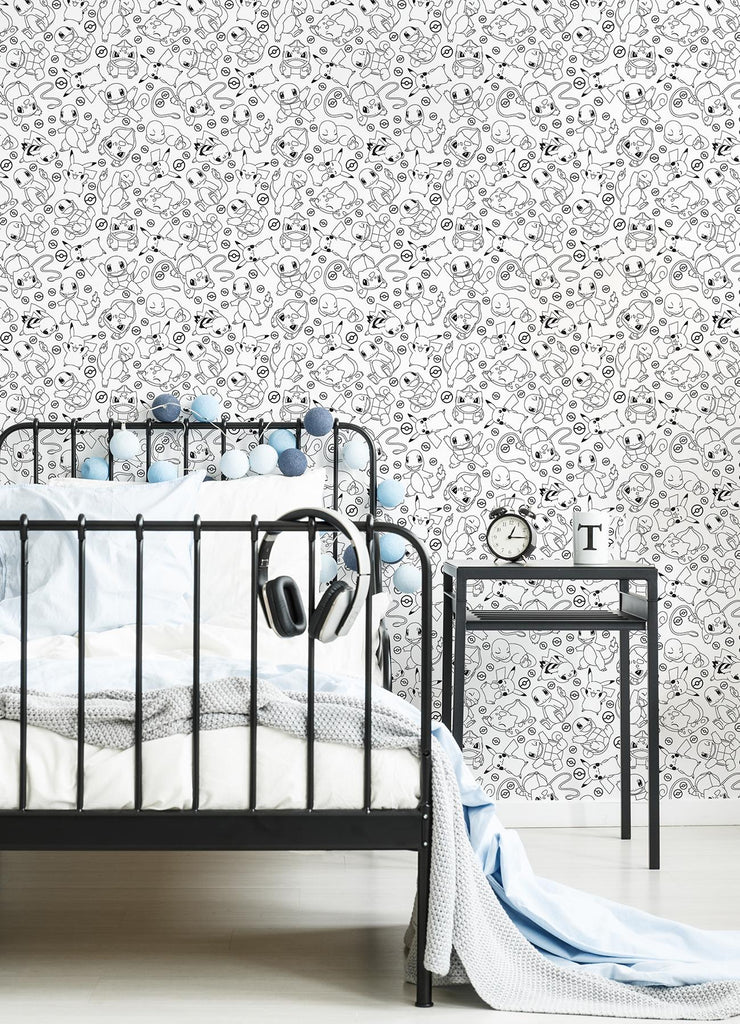 RoomMates PokMon Peel And Stick White Wallpaper