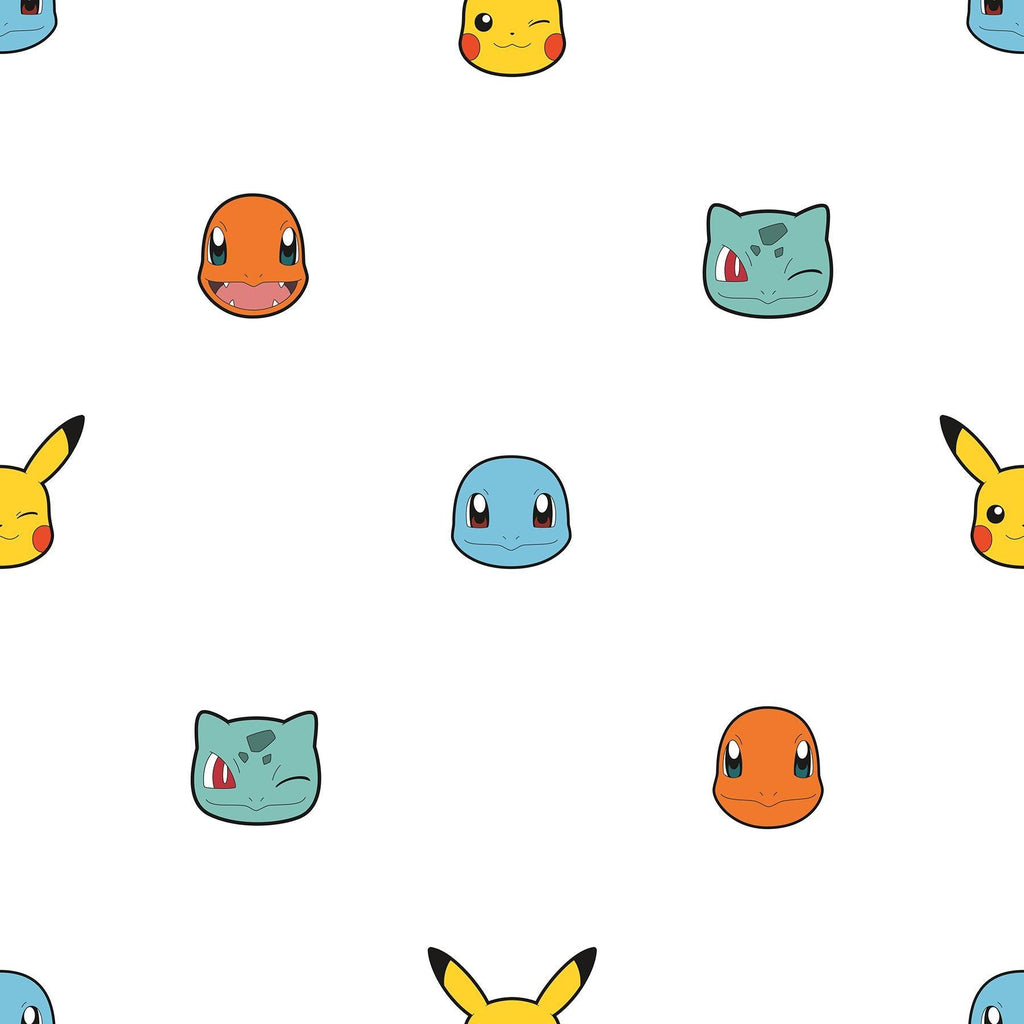 RoomMates Pokmon Character Faces Peel and Stick White Wallpaper