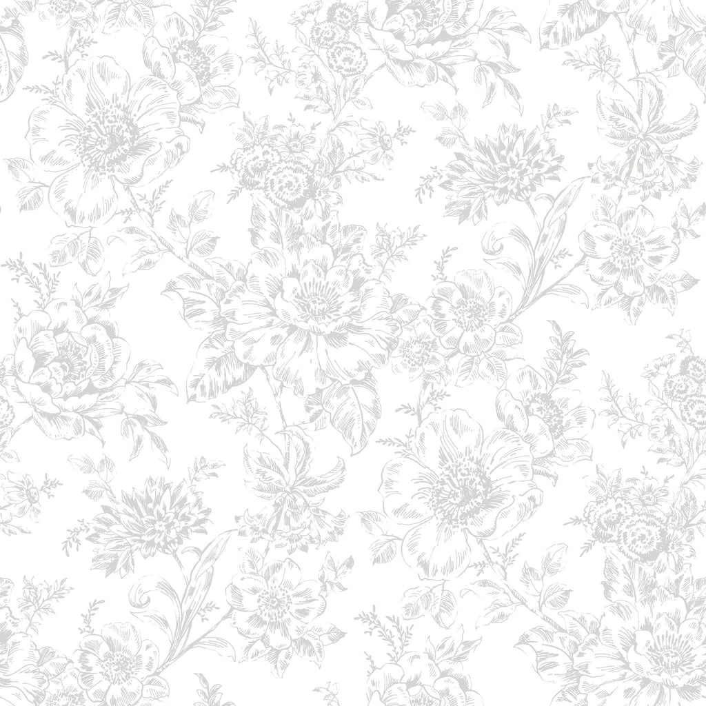 RoomMates Grey Wren Peel and Stick Grey Wallpaper