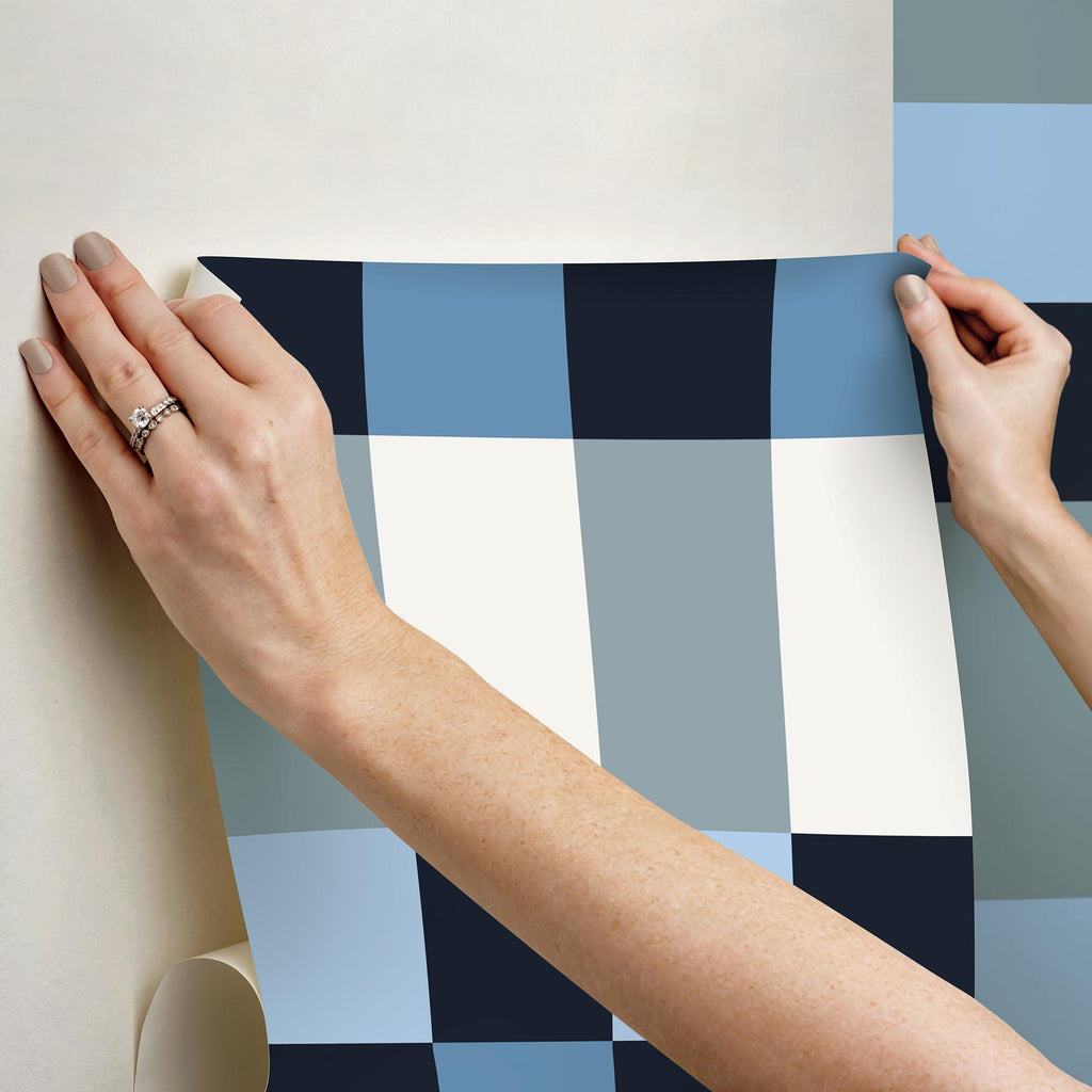 RoomMates Framework Blue Peel And Stick Blue Wallpaper