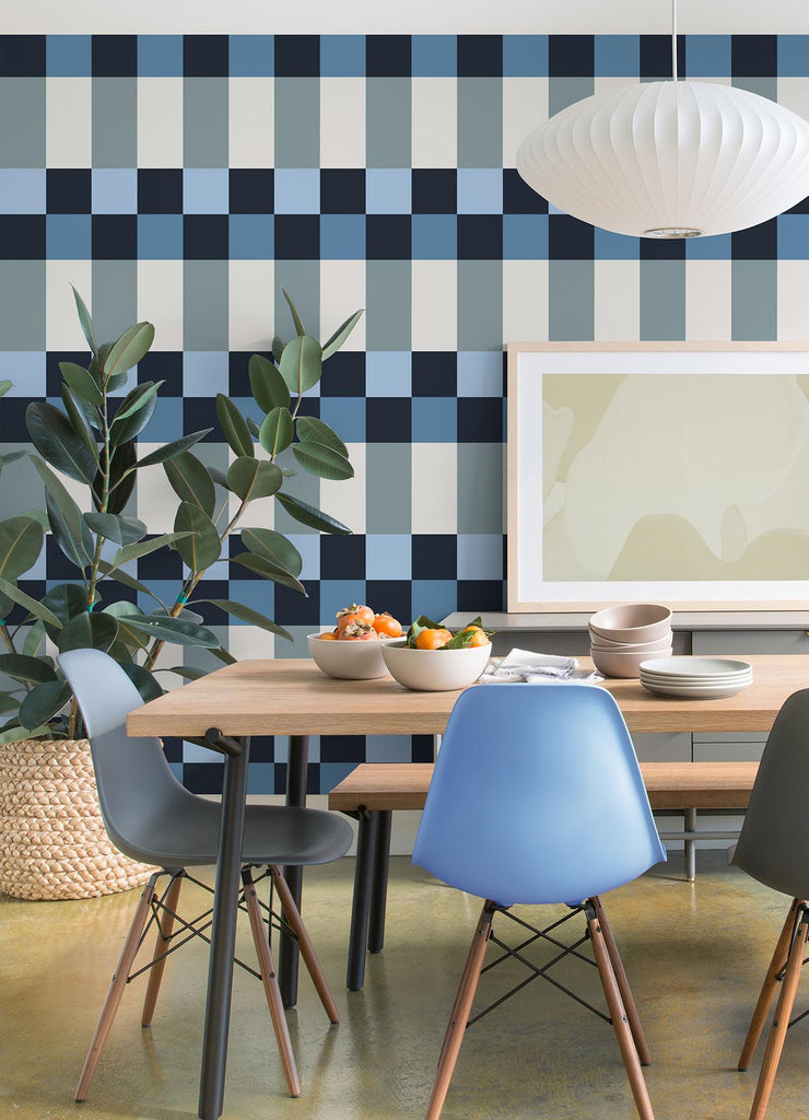 RoomMates Framework Blue Peel And Stick Blue Wallpaper