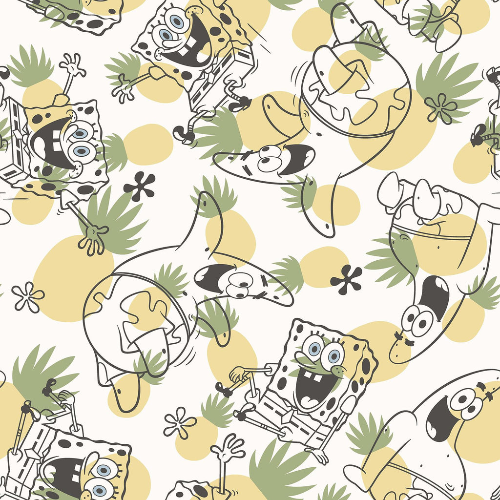 RoomMates SpongebobSquarepants Pineapple Toss Peel And Stick Yellow Wallpaper