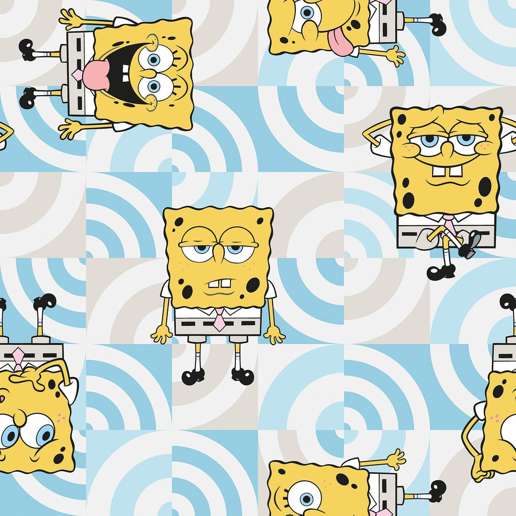 RoomMates SpongeBobSquarePants Funny Faces Peel and Stick Blue Wallpaper