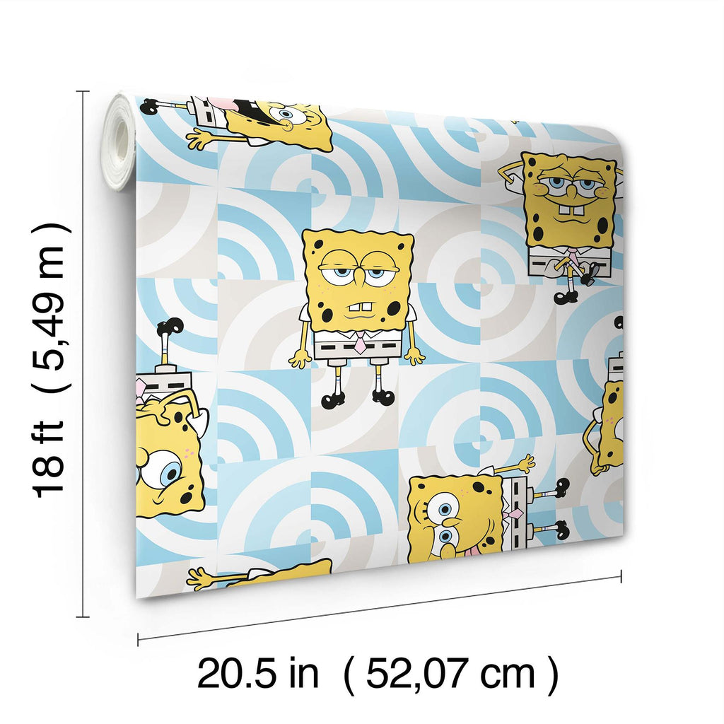 RoomMates SpongebobSquarepants Funny Faces Peel And Stick Blue Wallpaper