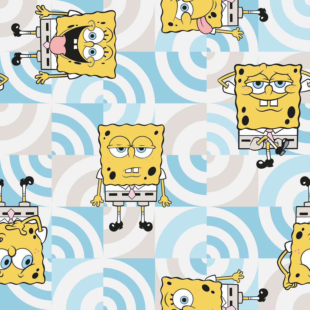 RoomMates SpongebobSquarepants Funny Faces Peel And Stick Blue Wallpaper