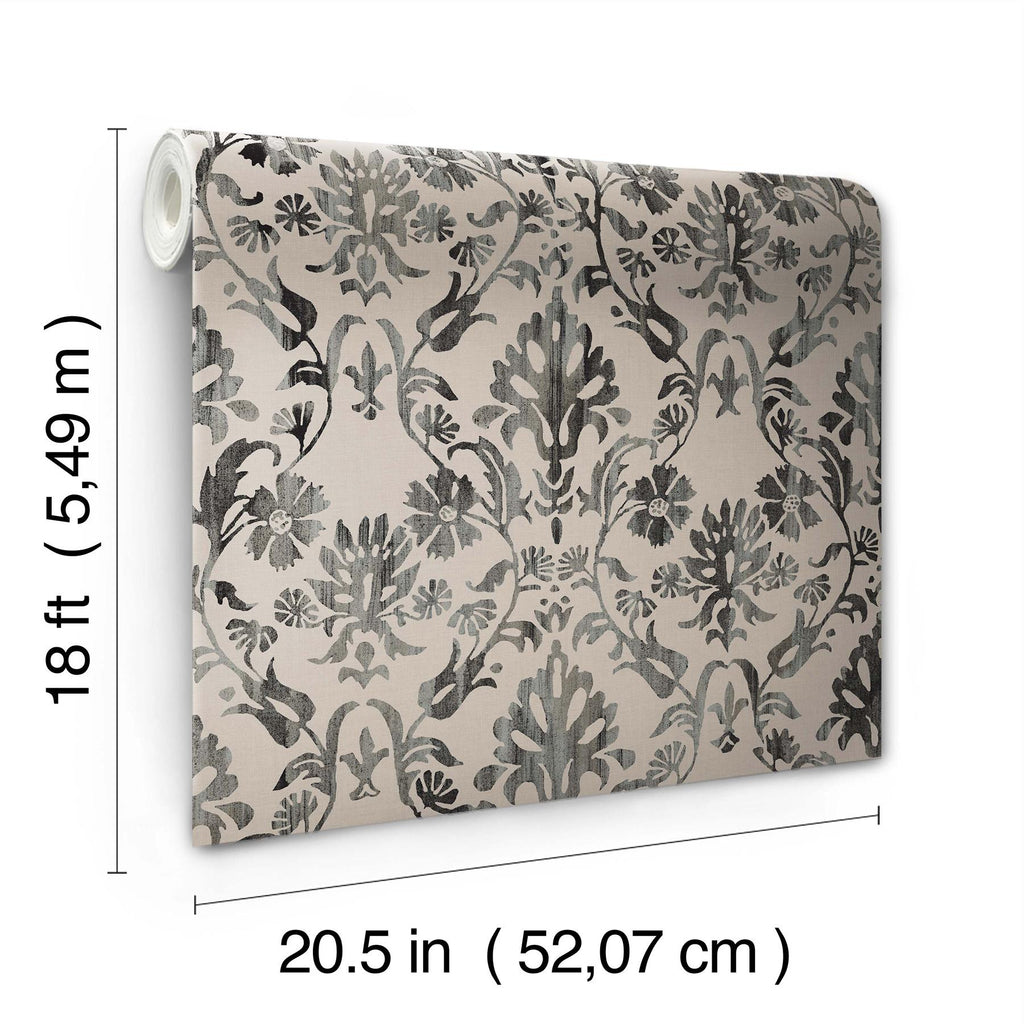 RoomMates Blooming Damask Taupe Peel And Stick Grey Wallpaper