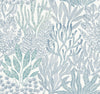 York Wallcoverings Coral Leaves Blue Wallpaper