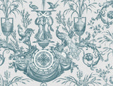 York Wallcoverings Avian Fountain Toile Jade White Wallpaper