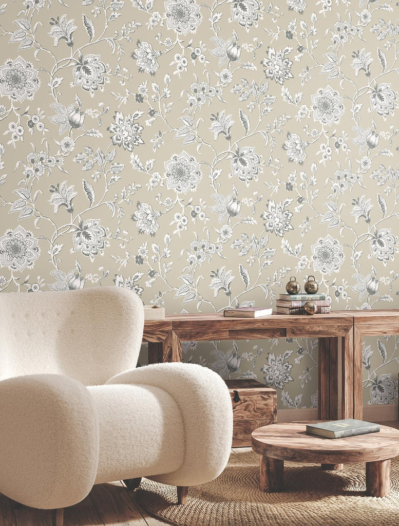 York Wallcoverings Sutton Taupe Beige Wallpaper