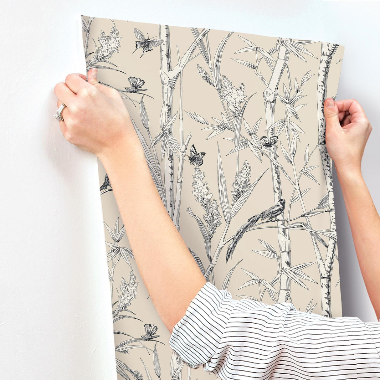 York Wallcoverings Bambou Toile Beige Beige Wallpaper