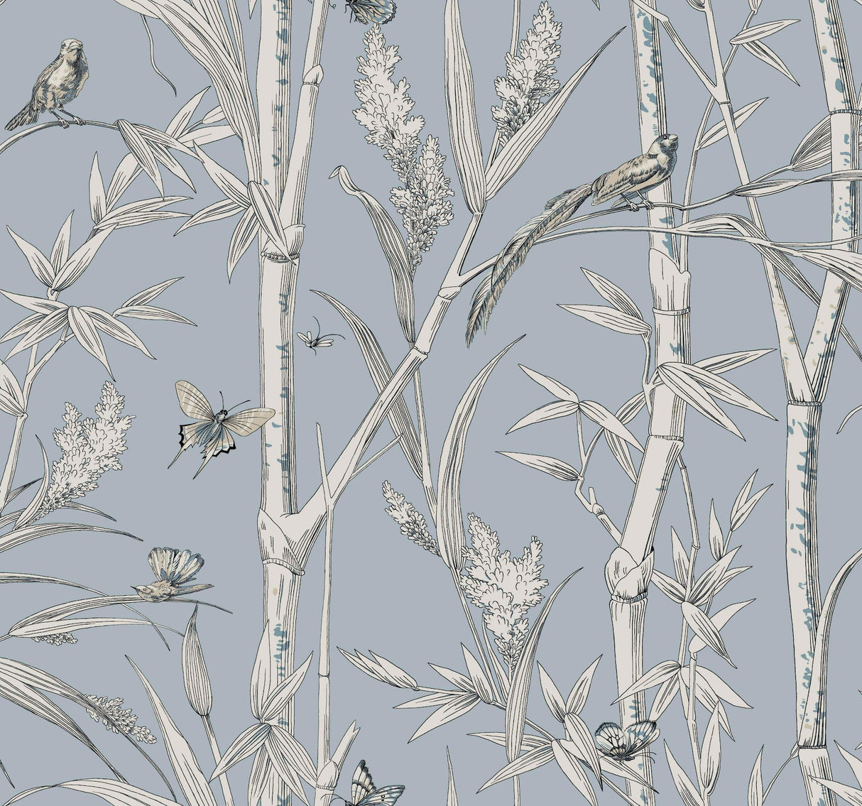 York Wallcoverings Bambou Toile Sky Blue Blue Wallpaper