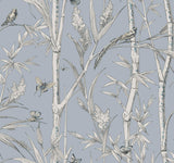 York Wallcoverings Bambou Toile Sky Blue Blue Wallpaper
