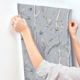 York Wallcoverings Bambou Toile Sky Blue Blue Wallpaper