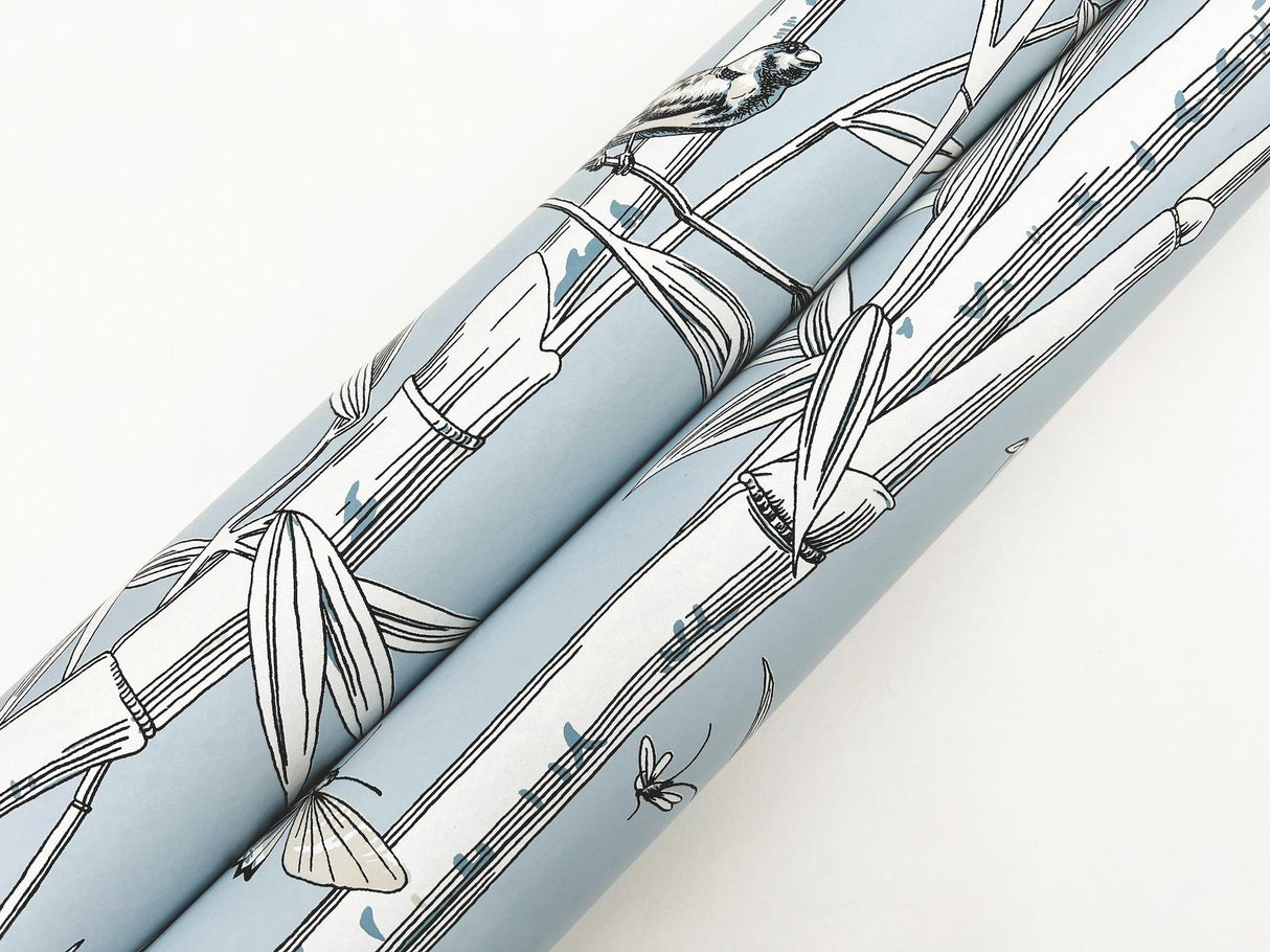 York Wallcoverings Bambou Toile Sky Blue Blue Wallpaper