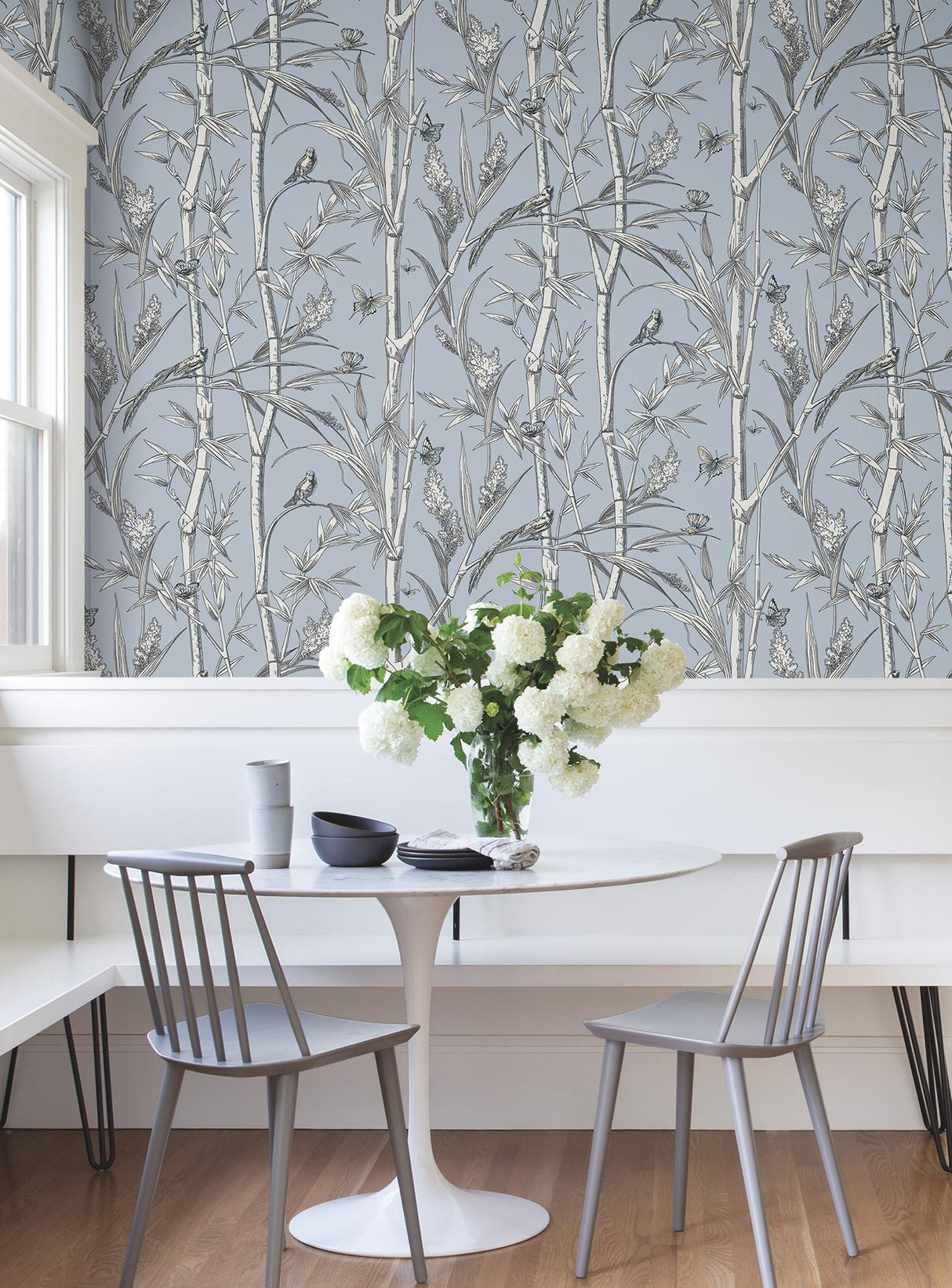 York Wallcoverings Bambou Toile Sky Blue Blue Wallpaper