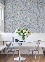 York Wallcoverings Bambou Toile Sky Blue Blue Wallpaper